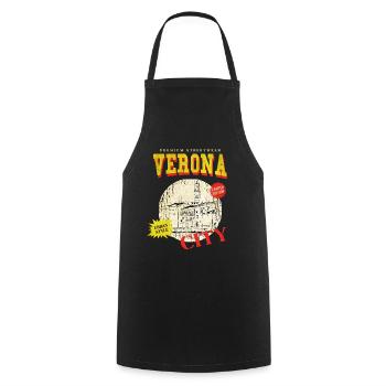 Vérone Italie Ville Skyline Vintage Rétro - Tablier de cuisine - noir - Devant - AI Model Male 185 dark (185cm)