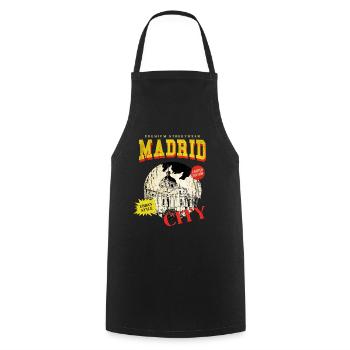 Madrid Espagne City Skyline Vintage Rétro - Tablier de cuisine - noir - Devant - AI Model Male 185 dark (185cm)