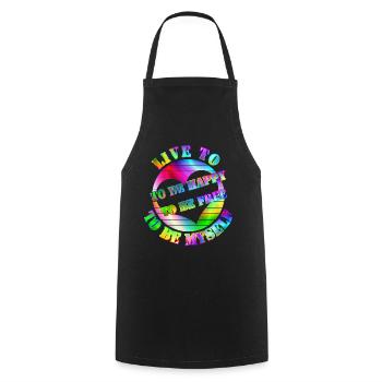Life Happy Free Rainbow Heart - Cooking Apron - black - Front - AI Model Male 185 dark (185cm)