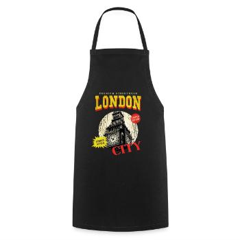 London England UK City Skyline Vintage Retro - Cooking Apron - black - Front - AI Model Male 185 dark (185cm)