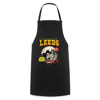 Leeds Angleterre UK City Skyline Vintage Rétro - Tablier de cuisine - noir - Devant - AI Model Male 185 dark (185cm)