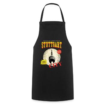 Stuttgart Germany City Skyline Vintage Retro - Cooking Apron - black - Front - AI Model Male 185 dark (185cm)