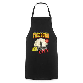 Freiburg Germany City Skyline Vintage Retro - Cooking Apron - black - Front - AI Model Male 185 dark (185cm)