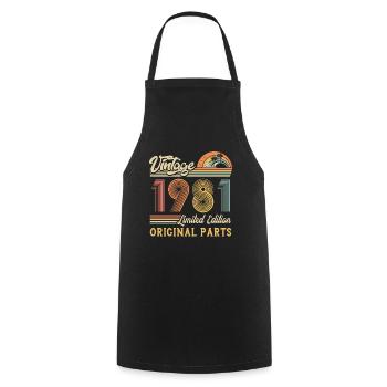 Vintage 1981 limited edition original parts - Cooking Apron - black - Front - AI Model Male 185 dark (185cm)