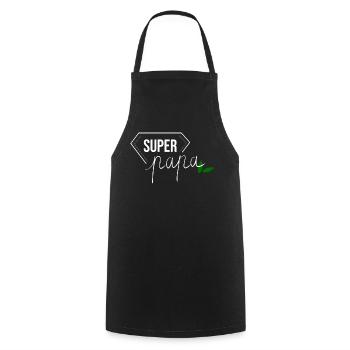 super papa - beau père - fête des pères - Tablier de cuisine - noir - Devant - AI Model Male 185 dark (185cm)
