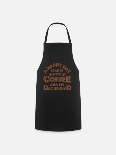 Dackel Kaffee Hund Cafe - Kochschürze - Schwarz