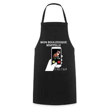 Bouledogue Humour Téléphone portable - Tablier de cuisine - noir - Devant - AI Model Male 185 dark (185cm)