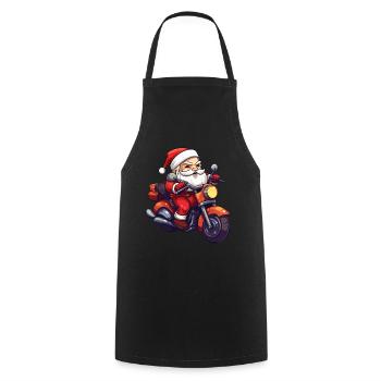 Santa Claus Motorcycle Sunglasses Christmas - Cooking Apron - black - Front - AI Model Male 185 dark (185cm)