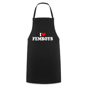 I love femboys - Kochschürze - Schwarz - Vorne - AI Model Male 185 dark (185cm)