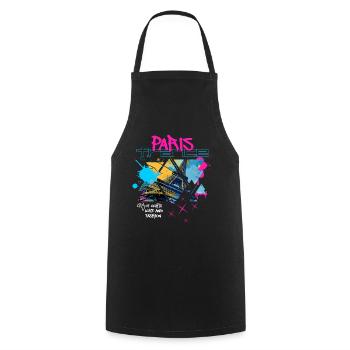 Paris, France, City, Skyline, Eiffel Tower, Graffiti - Cooking Apron - black - Front - AI Model Male 185 dark (185cm)