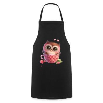 Mug Chouette Fraise - Tablier de cuisine - noir - Devant - AI Model Male 185 dark (185cm)