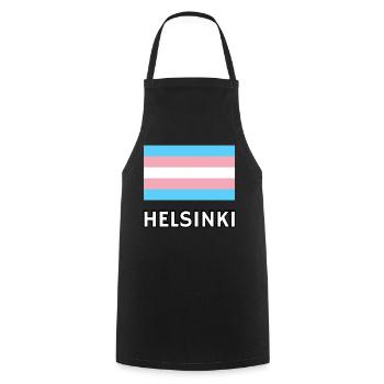 Trans Pride Flag Helsinki - Cooking Apron - black - Front - AI Model Male 185 dark (185cm)