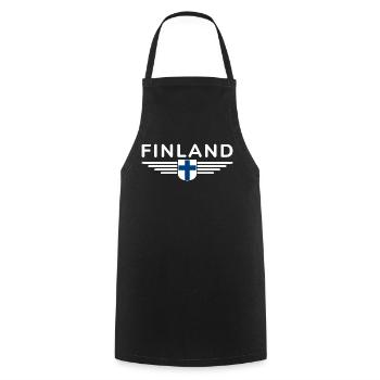 Conception de t-shirts en Finlande – Nordic Style & Nature - Tablier de cuisine - noir - Devant - AI Model Male 185 dark (185cm)