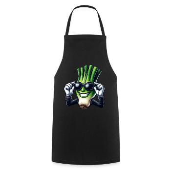 Cool Spring Onion Cartoon Comic Style - Cooking Apron - black - Front - AI Model Male 185 dark (185cm)