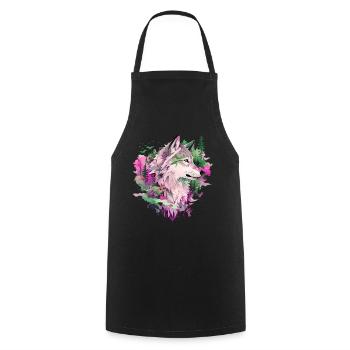 Wolf Wolf's Head Forest Nature Mountains Wilderness Colorful - Cooking Apron - black - Front - AI Model Male 185 dark (185cm)