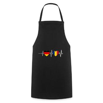 Romanians Germany Romania Heartbeat - Cooking Apron - black - Front - AI Model Male 185 dark (185cm)