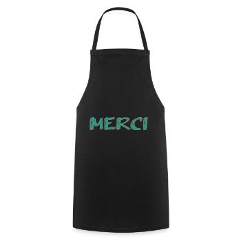 MERCI. MAÎTRESSE. MAÎTRE. MERCI MAÎTRESSE - Tablier de cuisine - noir - Devant - AI Model Male 185 dark (185cm)