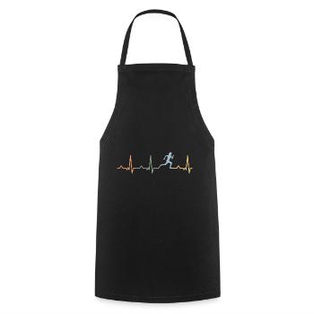 Marathon Joggen Laufen Herzschlag heart female - Kochschürze - Schwarz - Vorne - AI Model Male 185 dark (185cm)