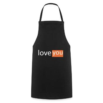 LOVE YOU - Cooking Apron - black - Front - AI Model Male 185 dark (185cm)