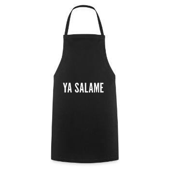 Ya Salamie disant idée cadeau Berlin - Tablier de cuisine - noir - Devant - AI Model Male 185 dark (185cm)