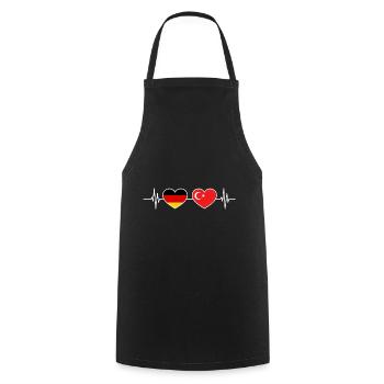Heartbeat Germany Turkey - Cooking Apron - black - Front - AI Model Male 185 dark (185cm)