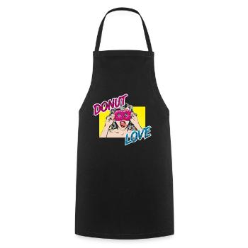 Popart - Donut Love - Zunge - Süßigkeit - Kochschürze - Schwarz - Vorne - AI Model Male 185 dark (185cm)