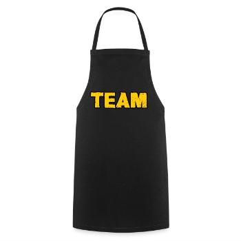 Team, gelb - Kochschürze - Schwarz - Vorne - AI Model Male 185 dark (185cm)
