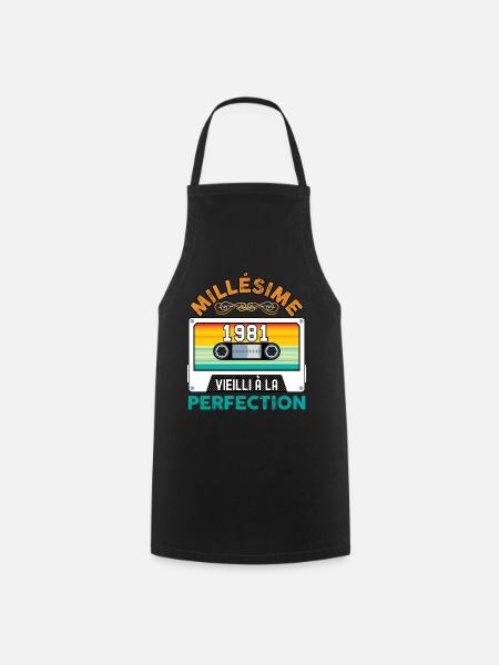 40 ans 1981 millésime cassette Anniversaire retro - Tablier de cuisine - noir