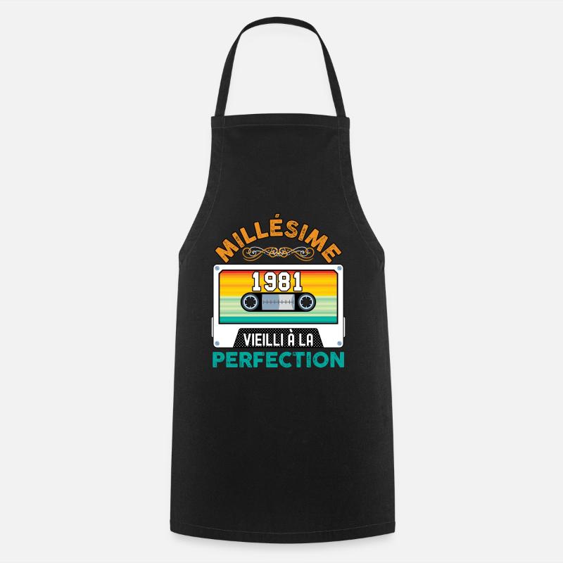 40 ans 1981 millésime cassette Anniversaire retro - Tablier de cuisine - noir
