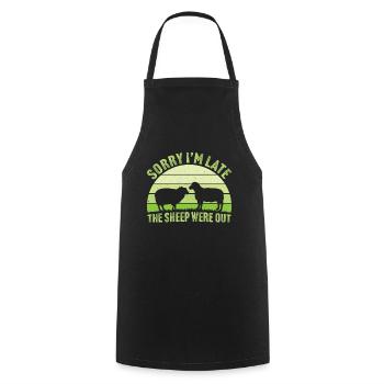 sorry i'm late the sheep were out - Cooking Apron - black - Front - AI Model Male 185 dark (185cm)