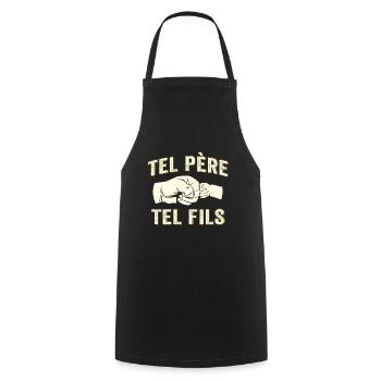 Tel père tel fils cadeau papa et fils - Tablier de cuisine - noir - Devant - AI Model Male 185 dark (185cm)