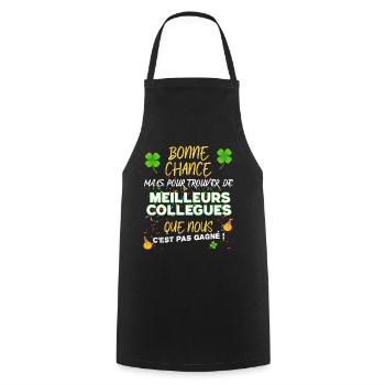 Collegue humour départ - Tablier de cuisine - noir - Devant - AI Model Male 185 dark (185cm)