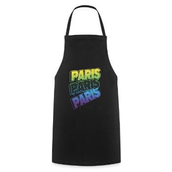 Paris France City Font Skyline Accueil - Tablier de cuisine - noir - Devant - AI Model Male 185 dark (185cm)