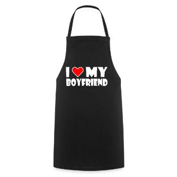 I love my boyfriend - Cooking Apron - black - Front - AI Model Male 185 dark (185cm)