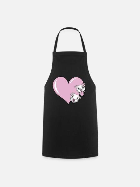 Chien avec cœur pour les amoureux des chiens comme idée cadeau - Tablier de cuisine - noir
