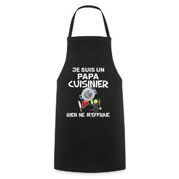 Le meilleur papa cuisinier courageux - Tablier de cuisine - noir - Devant - AI Model Male 185 dark (185cm)