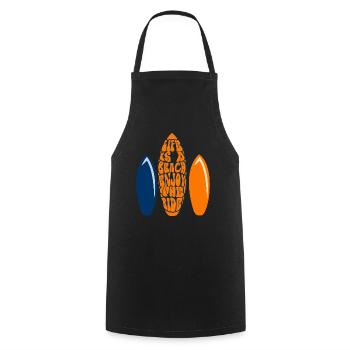 Life is a beach enjoy the ride orange et bleu roi - Tablier de cuisine - noir - Devant - AI Model Male 185 dark (185cm)