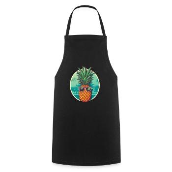 Pineapple Beach - Lustiges Sommerurlaubs-T-Shirt - Kochschürze - Schwarz - Vorne - AI Model Male 185 dark (185cm)