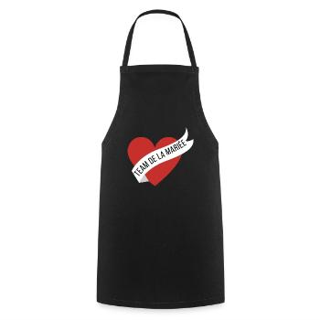 Team La mariée cœur rouge et ruban - Tablier de cuisine - noir - Devant - AI Model Male 185 dark (185cm)