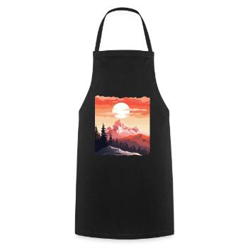 Landschaft eines Sonnenuntergangs über einem Berg - Kochschürze - Schwarz - Vorne - AI Model Male 185 dark (185cm)