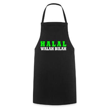Halal - Kochschürze - Schwarz - Vorne - AI Model Male 185 dark (185cm)