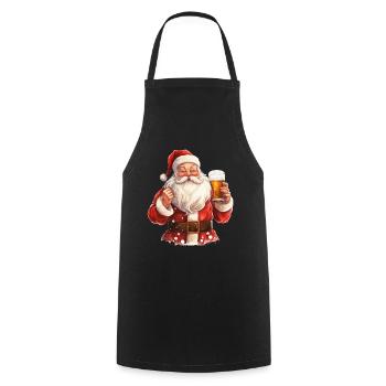 Weihnachtsmann Bier Weihnachten Prost Lustig Humor - Kochschürze - Schwarz - Vorne - AI Model Male 185 dark (185cm)