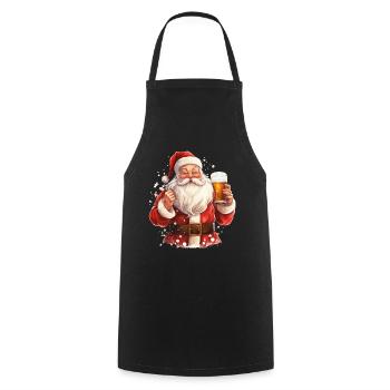 Père Noël Bière Noël Cheers Humour Drôle - Tablier de cuisine - noir - Devant - AI Model Male 185 dark (185cm)