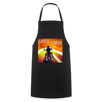 Rider and motorcycle rear view - modern outline - Cooking Apron - black - Front - AI Model Male 185 dark (185cm)