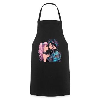 Nouvelle Vague des années 80 - Tablier de cuisine - noir - Devant - AI Model Male 185 dark (185cm)