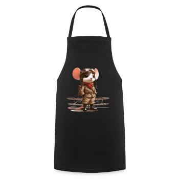 Cute Mouse Pilot - Cooking Apron - black - Front - AI Model Male 185 dark (185cm)