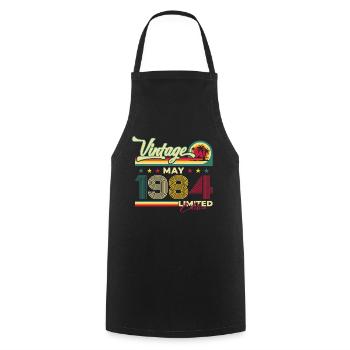 Vintage May 1984 Vintage 1984 Birthday 1984 - Cooking Apron - black - Front - AI Model Male 185 dark (185cm)