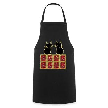 80s 90s Retro Vintage Cats Cat Cat - Cooking Apron - black - Front - AI Model Male 185 dark (185cm)