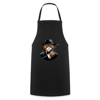 Gamme de vêtements de créateurs Spy Cat Fun - Tablier de cuisine - noir - Devant - AI Model Male 185 dark (185cm)