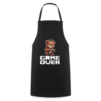 Game Over Niedlicher Bär - Kochschürze - Schwarz - Vorne - AI Model Male 185 dark (185cm)